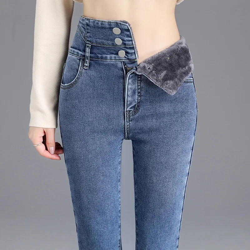 High-Waisted Thermal Fleece Lined Skinny Jeans