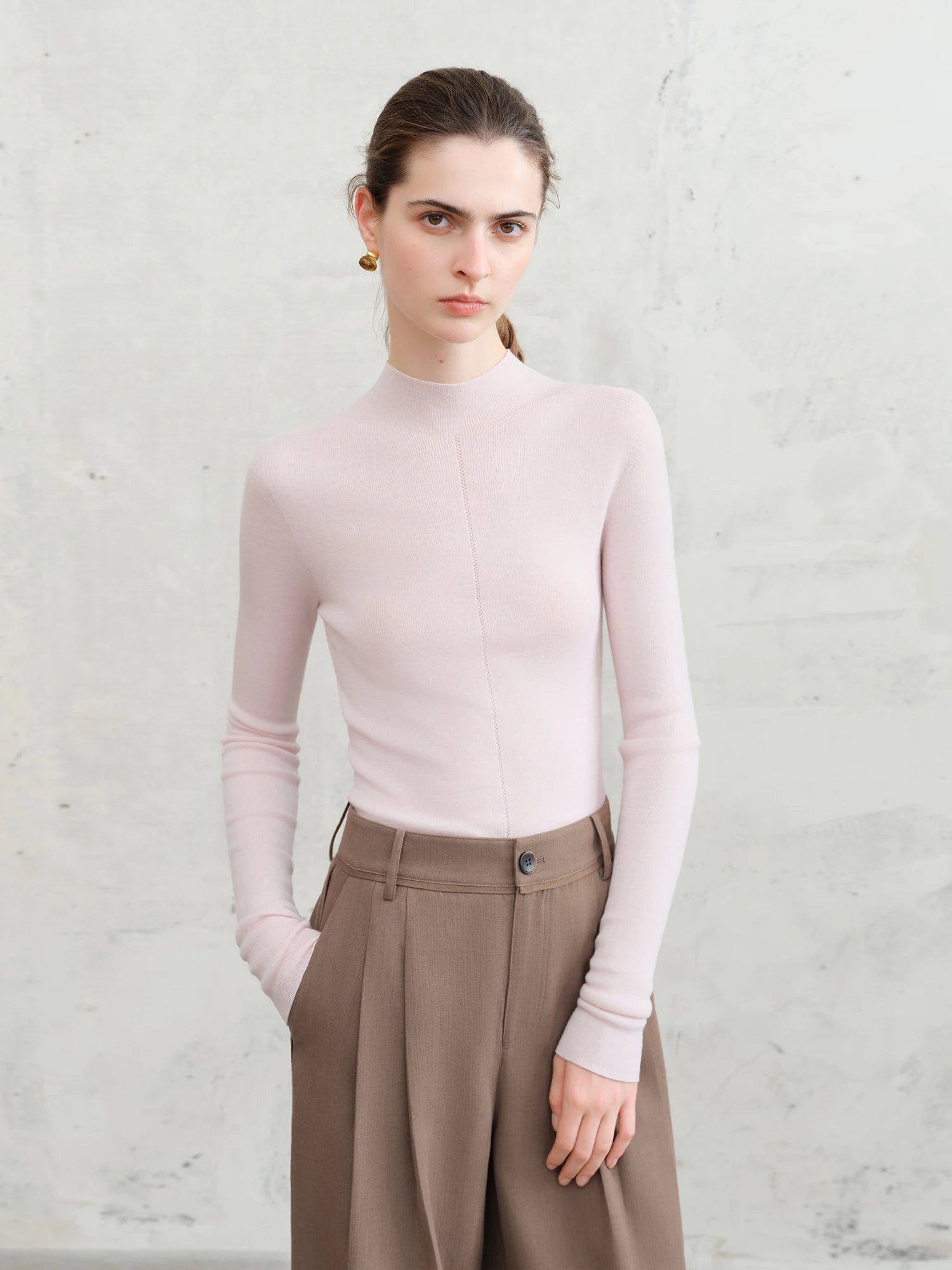 Premium Wool Mock Neck Thermal Layer Top