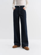 Fsle calças jeans retas de cintura alta para mulheres inverno sólido simples all-match 2025 novas calças longas e curtas versáteis estilo coreano