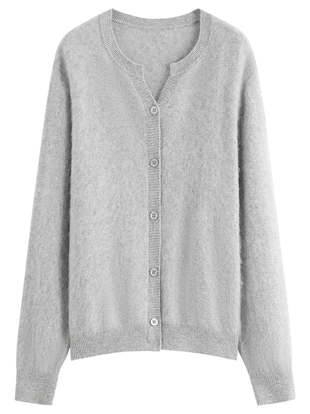 FSLE Winter 2025 Women Pointed Collar Knit Cardigan - Wool Blend Thermal Comfort Long Sleeve Open Front Coat for Casual Elegance