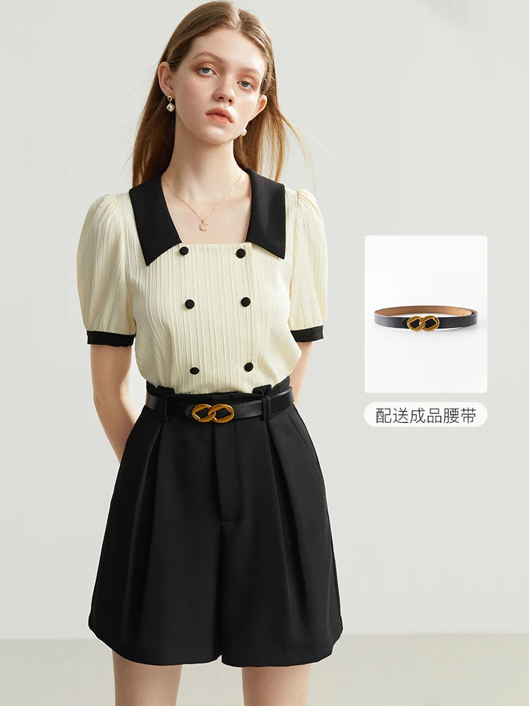 Elegant High-Waist Women's Summer Shorts with Belt