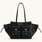 JW Pei New Canvas Black Motorcycle Style Tote Bag Women's Large Capacity Crossbody Purse for Commuters Underarm Shoulder Handbag