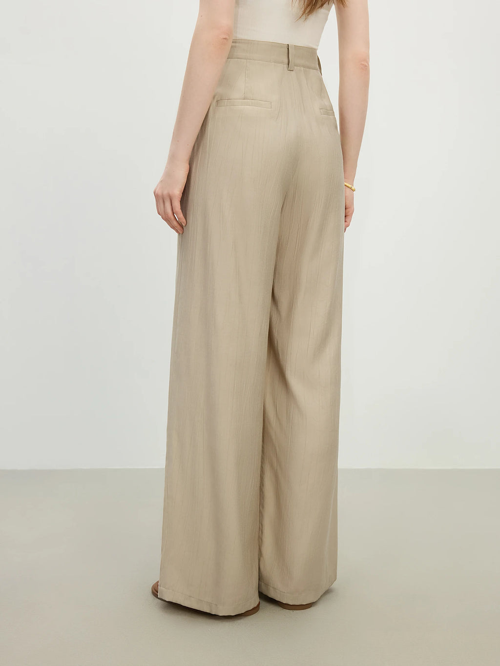 Fsle solto versátil drape calças casuais femininas 2025 verão nova cintura alta commuter calças retas 25fs12499