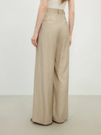 Fsle solto versátil drape calças casuais femininas 2025 verão nova cintura alta commuter calças retas 25fs12499