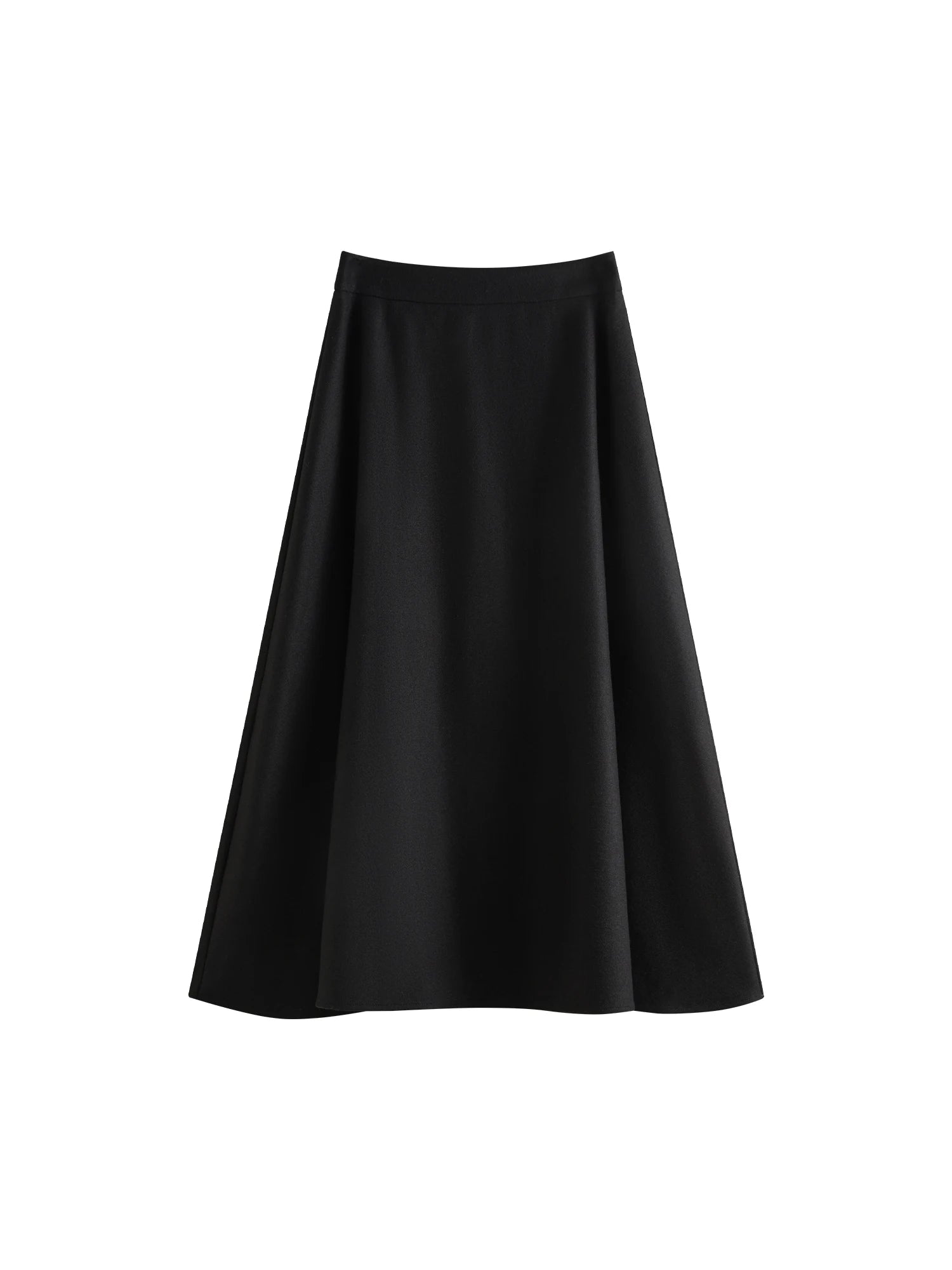 Elegant High-Waist Wool A-Line Midi Skirt for Women