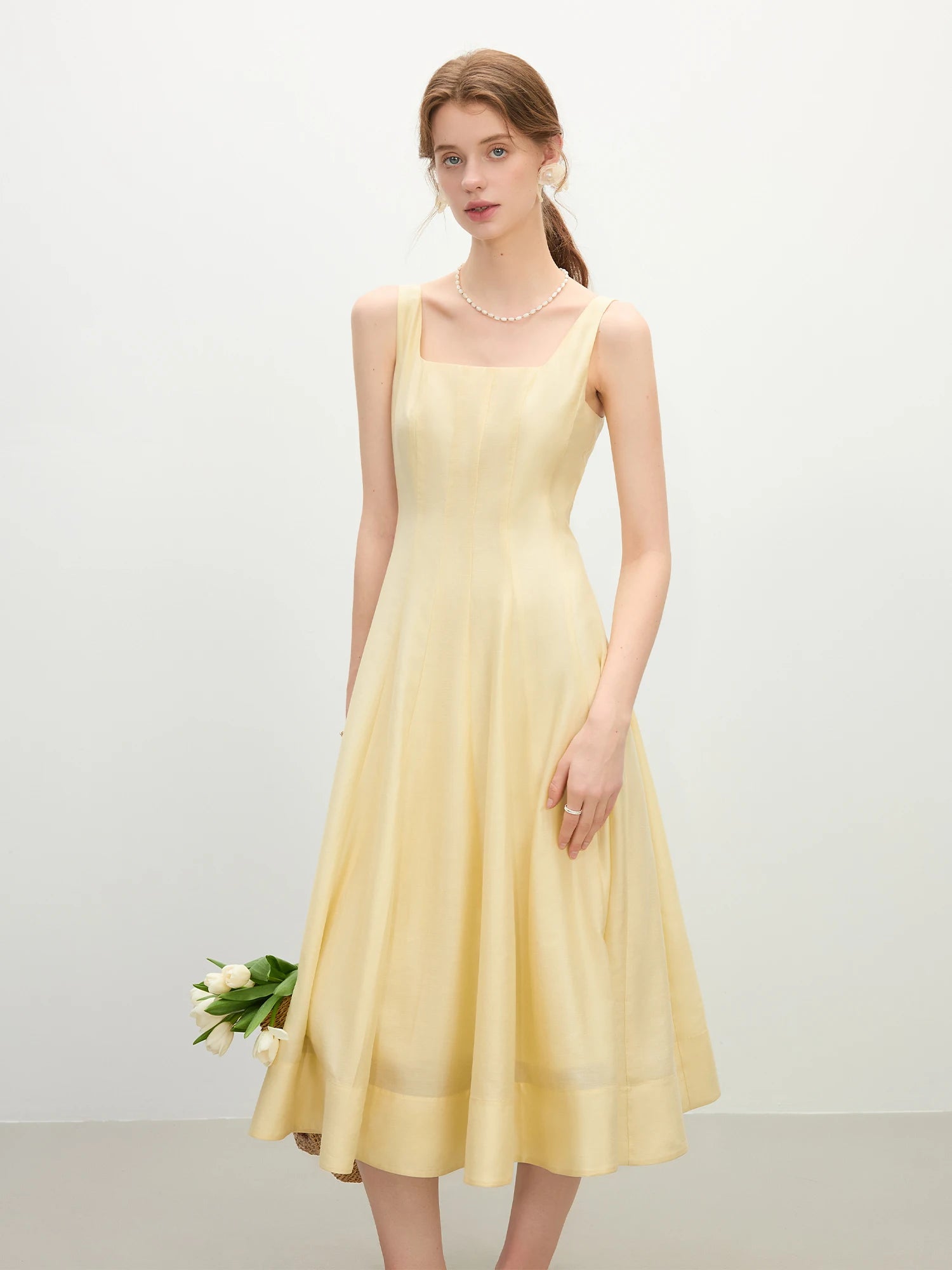 FSLE Three-dimensional Cutting High Waist Sleeveless Dress for Women 2025 Summer New Arrival Slimming Strappy Dress 25FS12099
