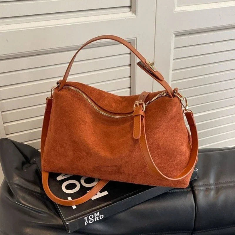 Bolsa retrô avançada para mulheres 2026 nova bolsa de ombro fosca texturizada com grande capacidade bolsa crossbody para deslocamento