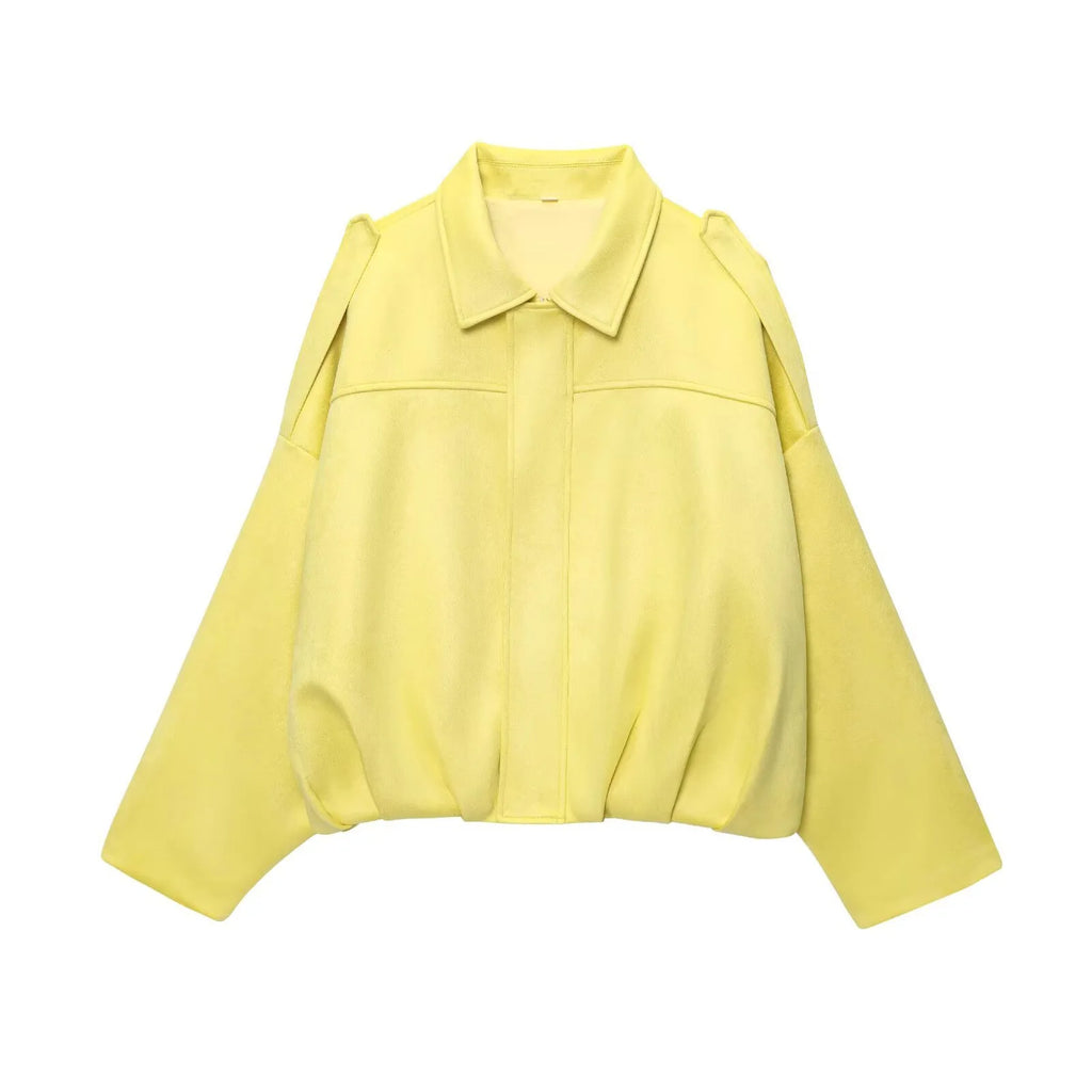 Retro Suede Jacket with Zipper Collar - Women's Fashion