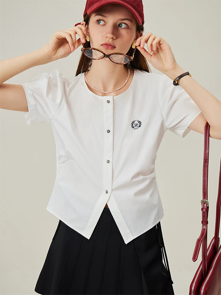 Elegant Blue Striped Slim Fit Women's Summer Shirt