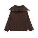 Duoperi moda feminina 2 peças conjuntos marrom pulôver sweatshirts & calças de cintura alta elástica feamle chique senhora calças conjunto