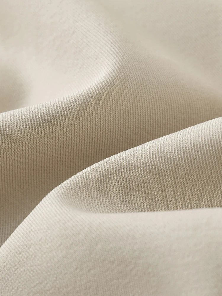 FSLE 2025 New Notched Collar Office Lady Dress Autumn Long Puff Sleeve Double Breasted Suit Dress Solid Twill Women Khaki Dress