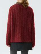 FSLE Office Lady Round Neck Pullover New Year's Red Knitted Sweater Top for Winter 2024 New Casual Loose Women Tops 24FS14572
