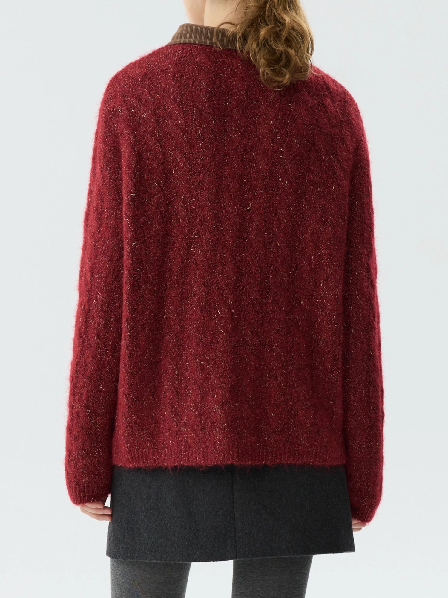 FSLE Office Lady Round Neck Pullover New Year's Red Knitted Sweater Top for Winter 2024 New Casual Loose Women Tops 24FS14572