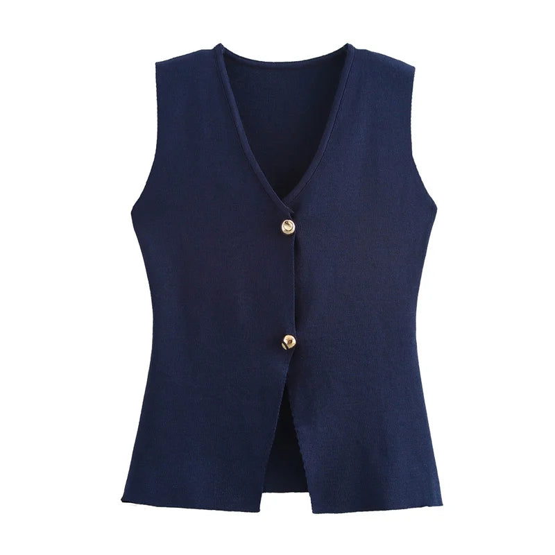 Elegant Women's Knit Vest - Sleeveless Summer Essential