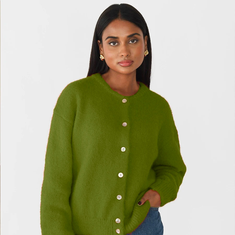 Elegant Women's Long Sleeve Cashmere Cardigan