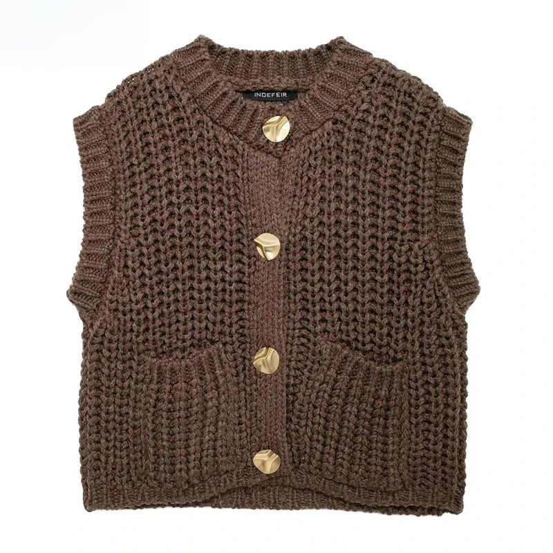 Chic Knit Sleeveless Vest for Women - Fall/Winter Essential
