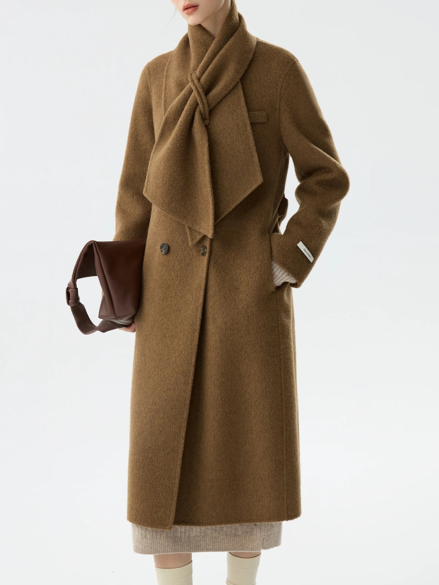 FSLE Office Lady Double Sided Wool Coat Women's Autumn Winter 2024 New High-end Woolen Coat Casual Loose Coats 24FS14435