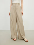 Fsle solto versátil drape calças casuais femininas 2025 verão nova cintura alta commuter calças retas 25fs12499