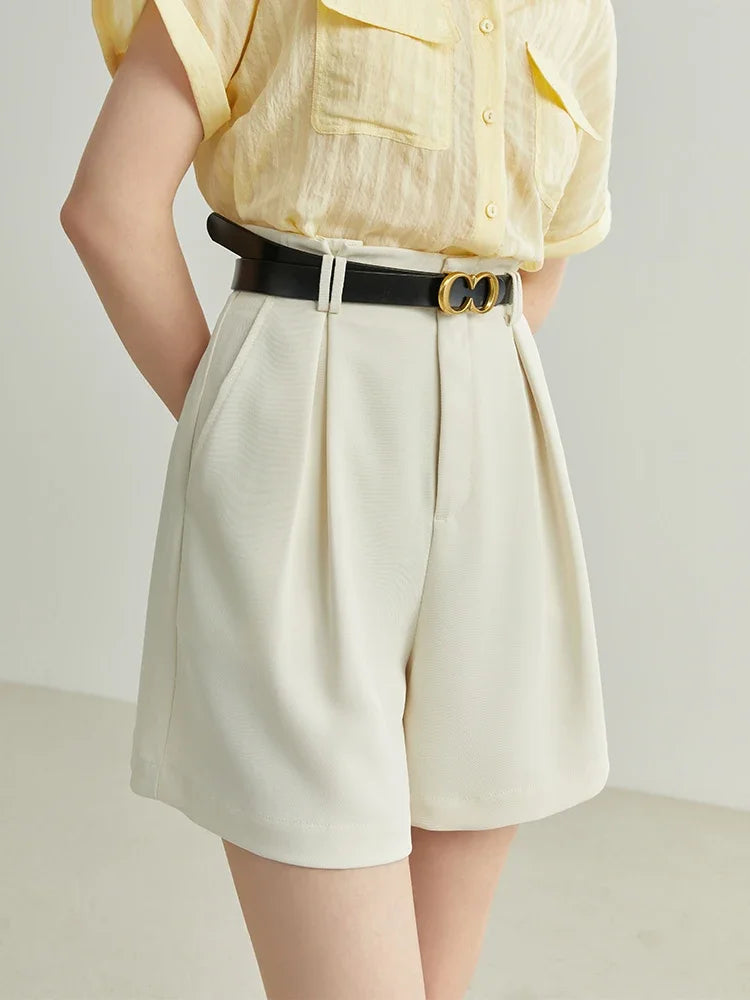 Elegant High-Waist Women's Summer Shorts with Belt
