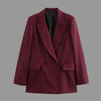 Mujer blazers femininos retos escritório longo blazer mulher 2025 manga longa blazer de grandes dimensões para mulheres outerwears vintage novos casacos