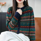Yoyoselect 100% lã merino feminino listrado cardigan camisola fair isle cashmere camisola o pescoço macio quente topos roupas
