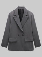 Willshela moda feminina com bolsos sólido duplo breasted blazer vintage mangas compridas entalhado pescoço feminino senhora do escritório outfits