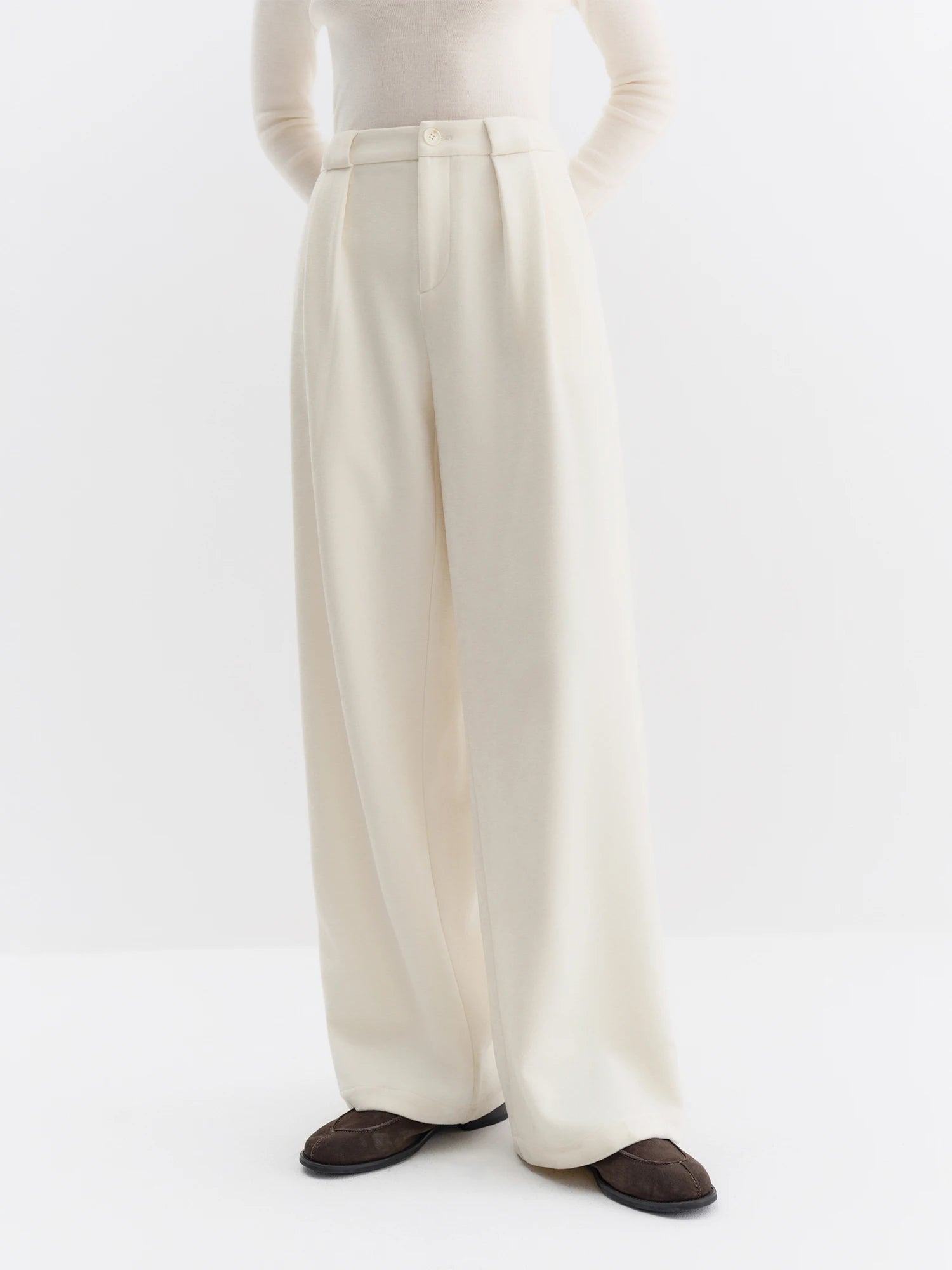 Fsle cintura alta perna reta malha tros feminino elegante emagrecimento até o chão calças de viagem 2025 coleção de inverno nova chegada