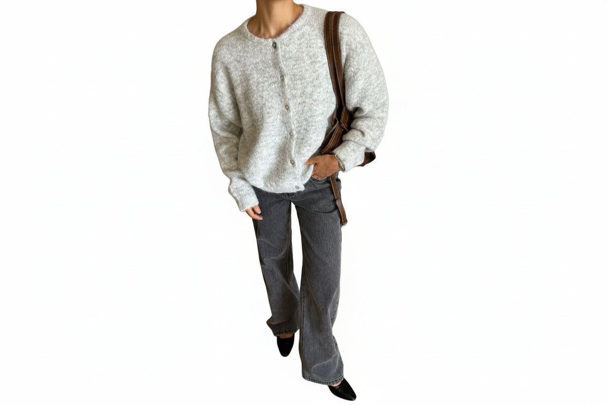 Hirsionsan elegante camisola de manga longa feminina 2024 novo único breasted feminino casual cardigan macio cashmere malha outwear