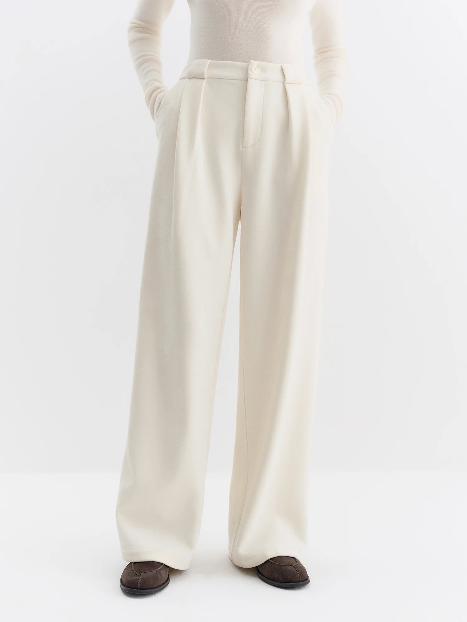 Fsle cintura alta perna reta malha tros feminino elegante emagrecimento até o chão calças de viagem 2025 coleção de inverno nova chegada