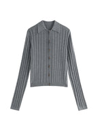FSLE 10.1% Wool Gray Pure White Knit Cardigan Set 2024 Autumn Winter Cardigan Pleated Skirt Two Pieces Set 24FS14247+24FS14248