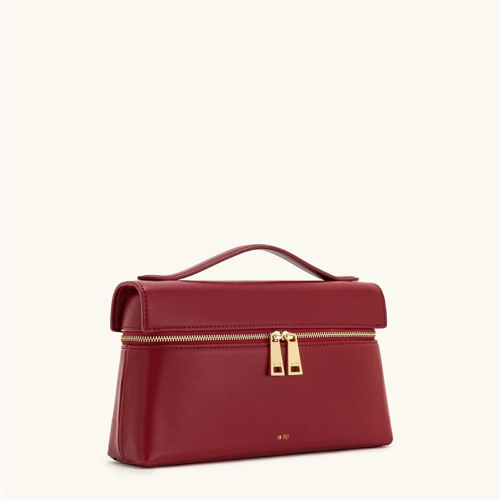 JW PEI Thea Women's Genuine Leather Handbag Lunchbox Style Top Handle Crossbody Bag Commuter-Friendly Shoulder Fashion,2025 New