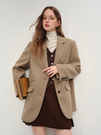 Fsle estilo britânico retro verificação lã blazer jaqueta feminina outono inverno 2025 nova chegada casaco curto feminino reboque cor casaco sob medida