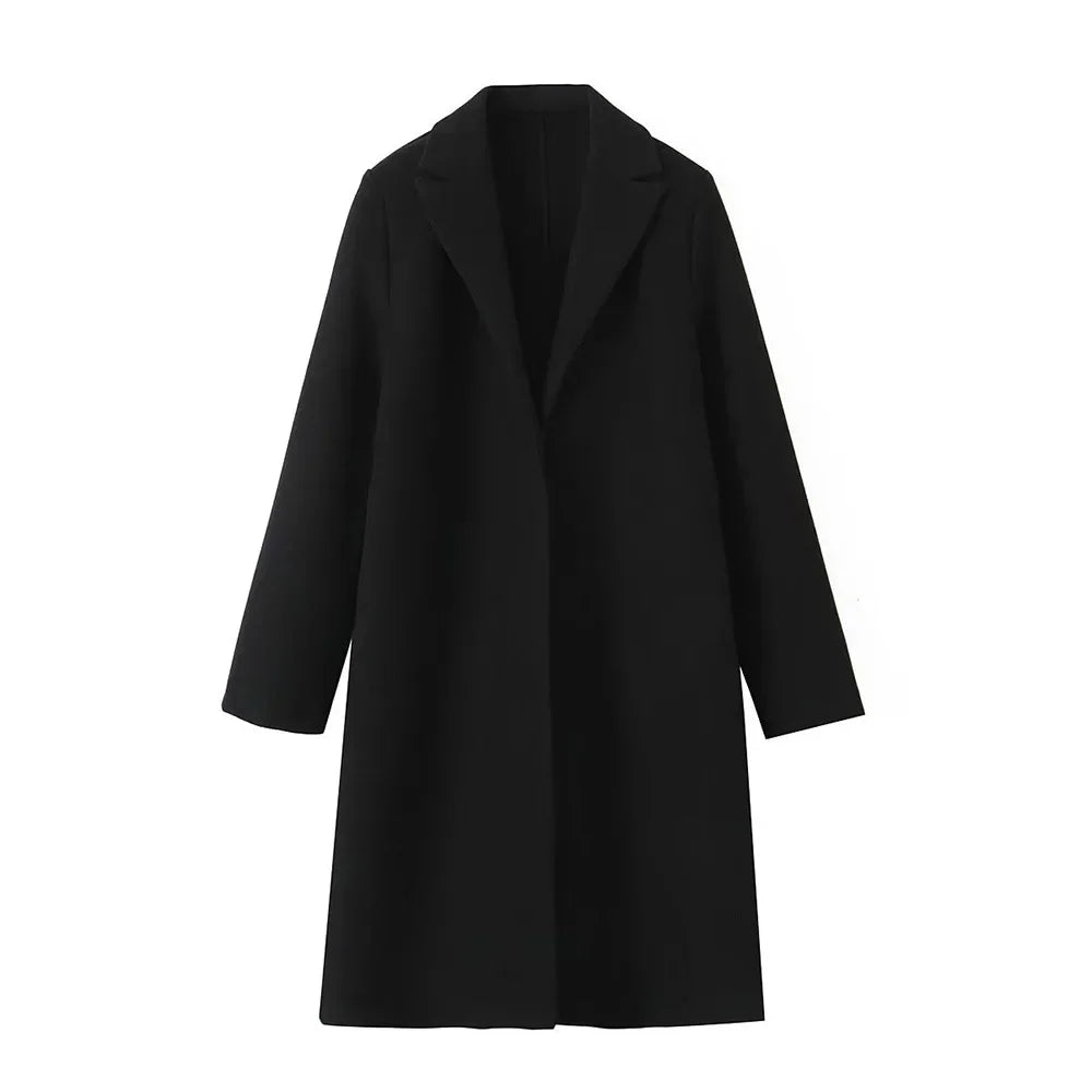 Elegant Women's Long Open-Front Trench Coat
