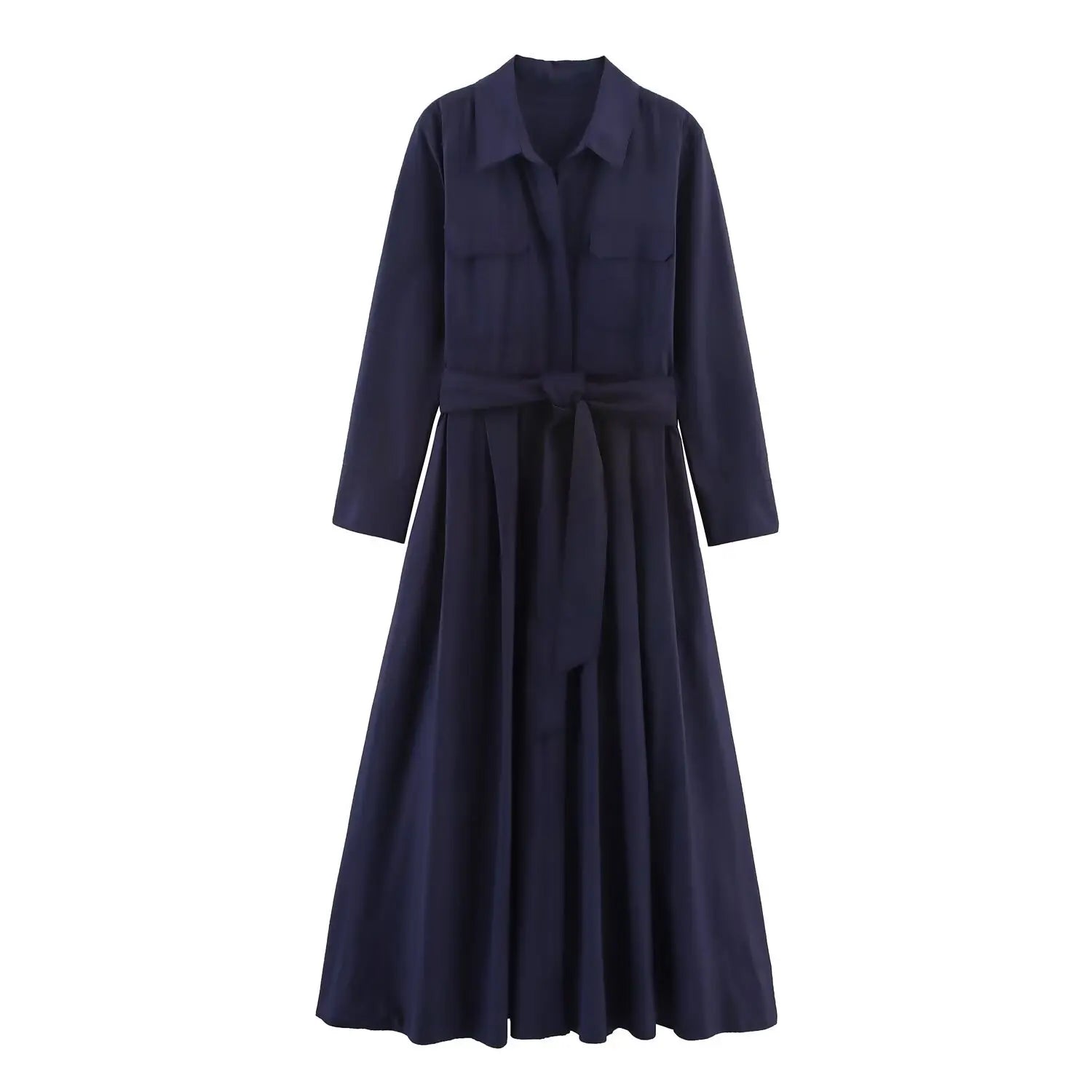 Elegant Women's Chiffon Shirt Dress with Polo Collar