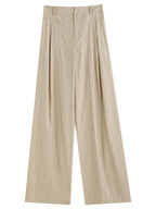 Fsle solto versátil drape calças casuais femininas 2025 verão nova cintura alta commuter calças retas 25fs12499