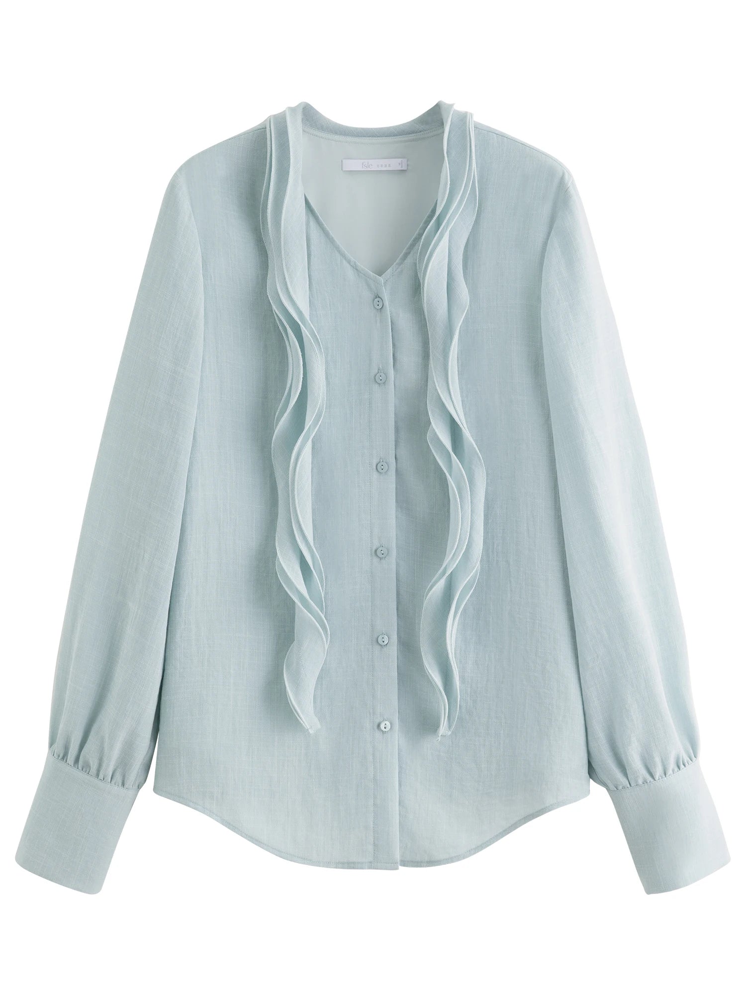 Elegant Asymmetric Ruffle Blouse with V-Neck