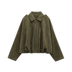 Chic Suede Batwing Sleeve Jacket - Urban Elegance