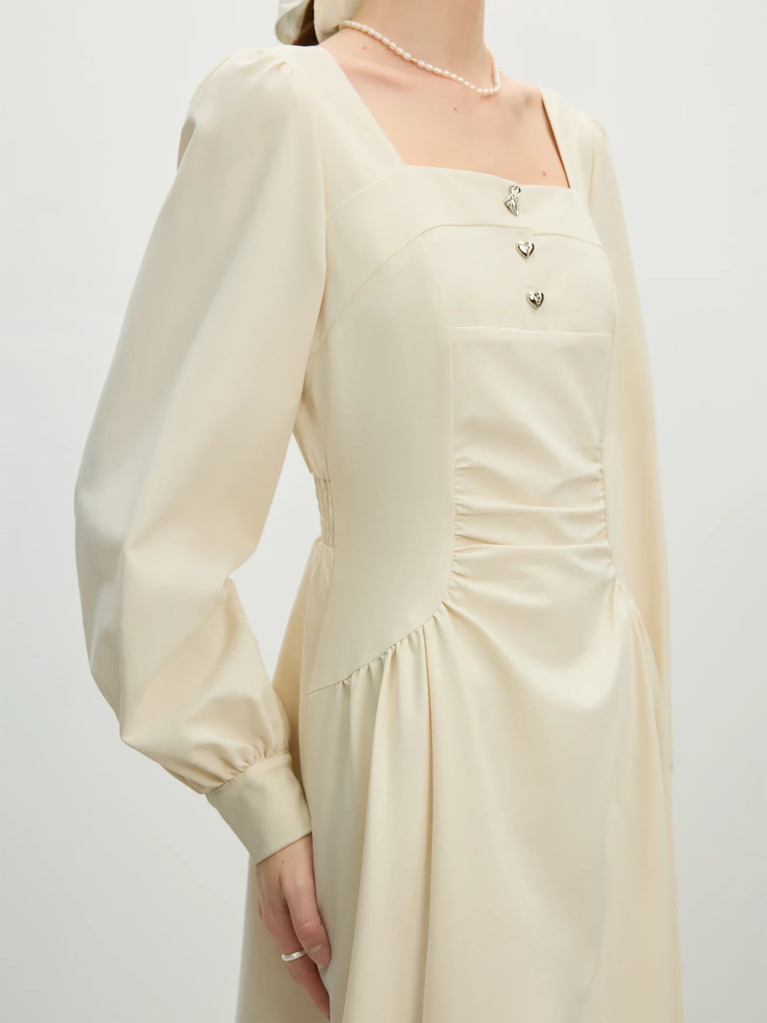 FSLE Wedding Guest Dress Office Lady Classic French Elegant Square Neck Dress for Women 2025 New Temperament Casual Loose Dress