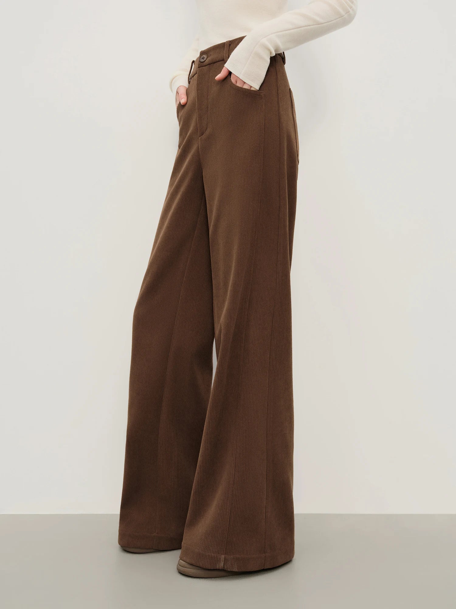 Fsle vintage relaxado drapeado reto casual tros tecido espinha de peixe para mulheres inverno 2025 nova chegada calças efeito de emagrecimento