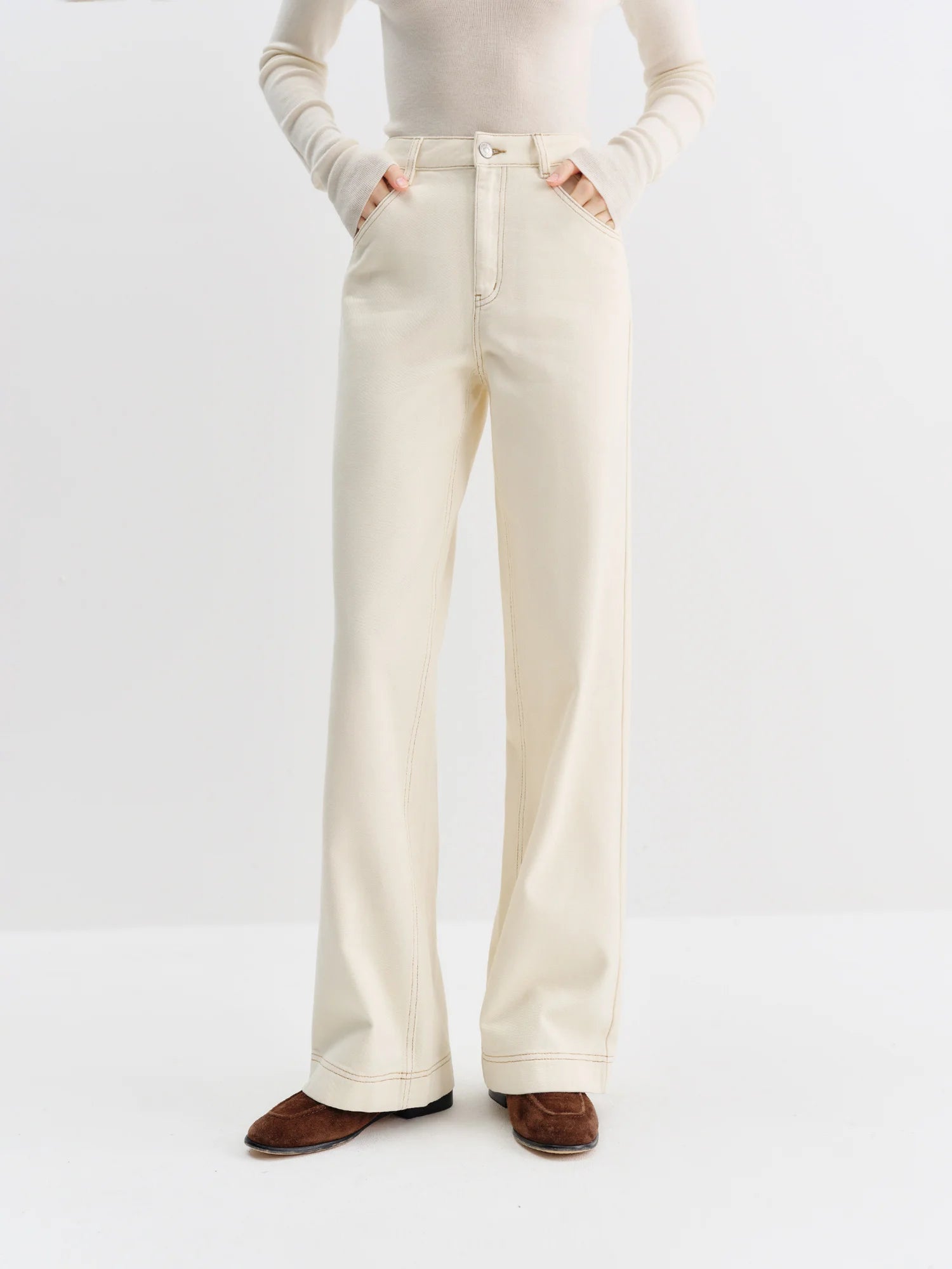 High-Waisted Straight Jeans for Women - Winter Style