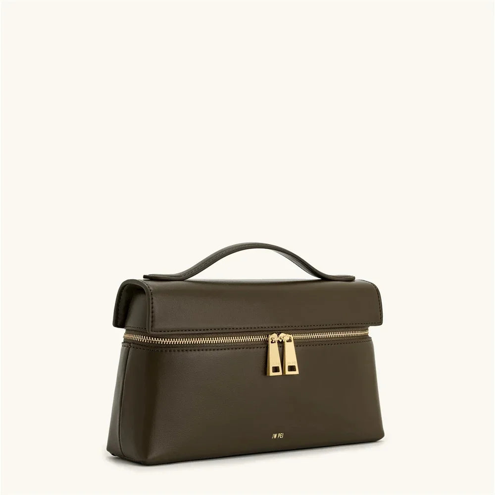 JW PEI Thea Women's Genuine Leather Handbag Lunchbox Style Top Handle Crossbody Bag Commuter-Friendly Shoulder Fashion,2025 New