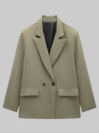 Willshela moda feminina com bolsos sólido duplo breasted blazer vintage mangas compridas entalhado pescoço feminino senhora do escritório outfits