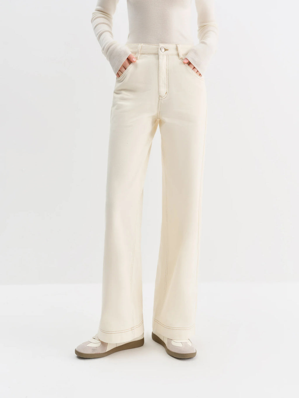 Fsle calças jeans retas de cintura alta para mulheres inverno sólido simples all-match 2025 novas calças longas e curtas versáteis estilo coreano