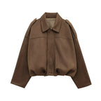 Chic Suede Batwing Sleeve Jacket - Urban Elegance