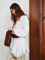 FSLE Fresh Resort Long-Sleeve Lace Appliqué Women's Dress New Autumn 2025 Short Hem Skirt Dresses Without Belt 25FS13027