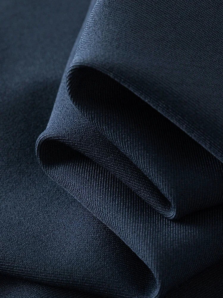 Fsle 2025 nova chegada feminina zíper cintura senhora do escritório elegante saia cinza design plissado cor azul marinho saia longa roupas diárias