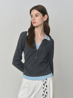 Elegant Fall Knit Sweater with Vintage Collar