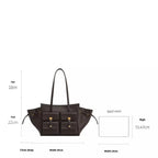 JW Pei New Canvas Black Motorcycle Style Tote Bag Women's Large Capacity Crossbody Purse for Commuters Underarm Shoulder Handbag