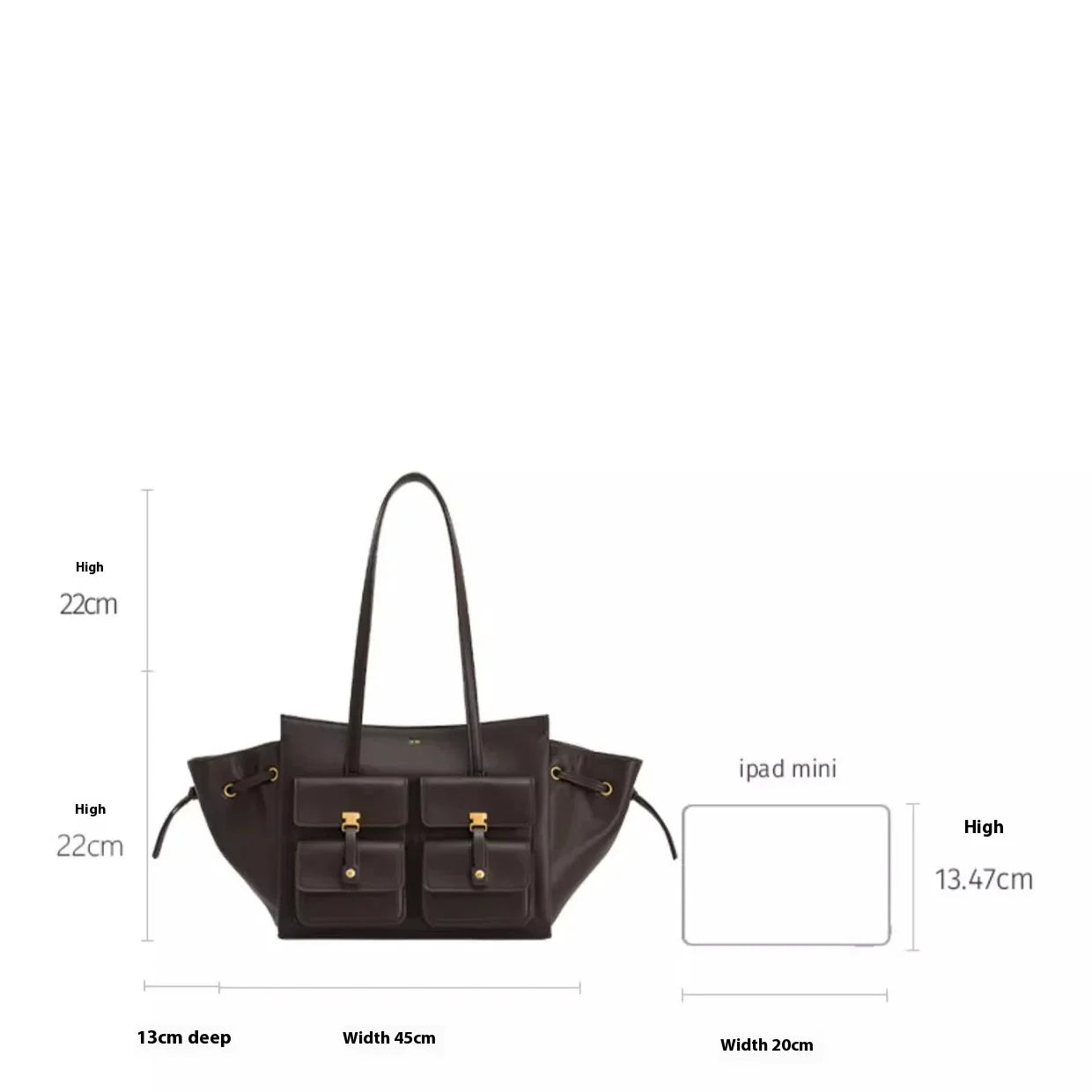 JW Pei New Canvas Black Motorcycle Style Tote Bag Women's Large Capacity Crossbody Purse for Commuters Underarm Shoulder Handbag