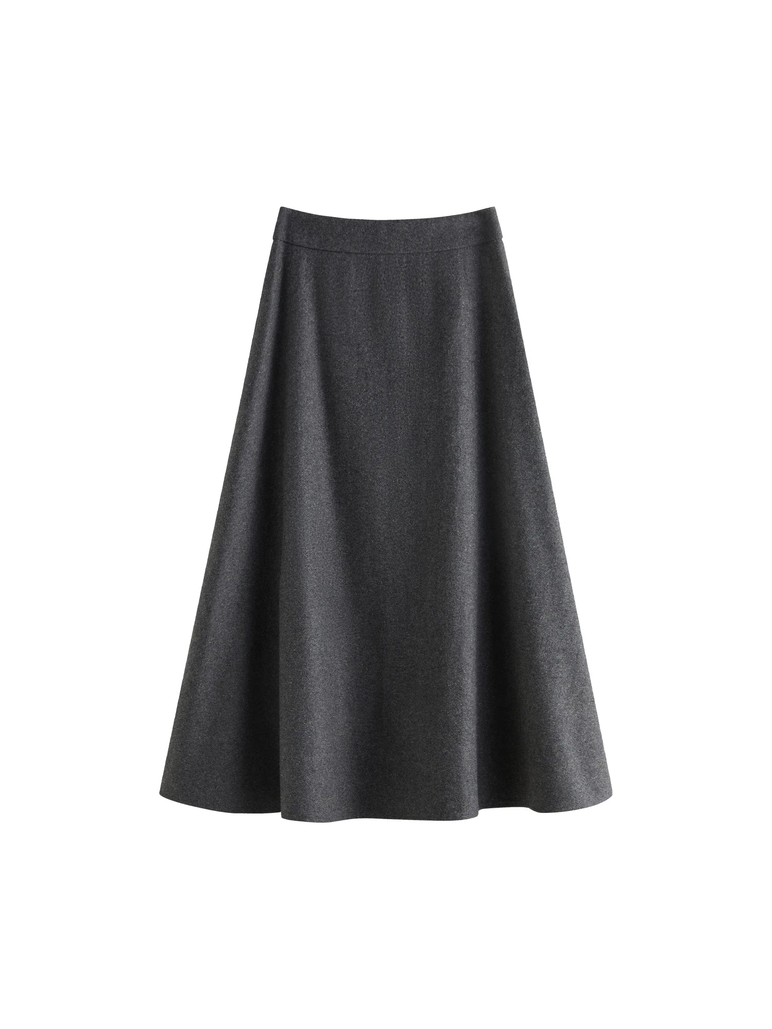 Elegant High-Waist Wool A-Line Midi Skirt for Women